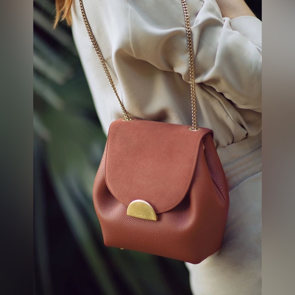 Polène Numéro Un Mini Terracotta Terre de Sienne Suede Leather Crossbody Bag